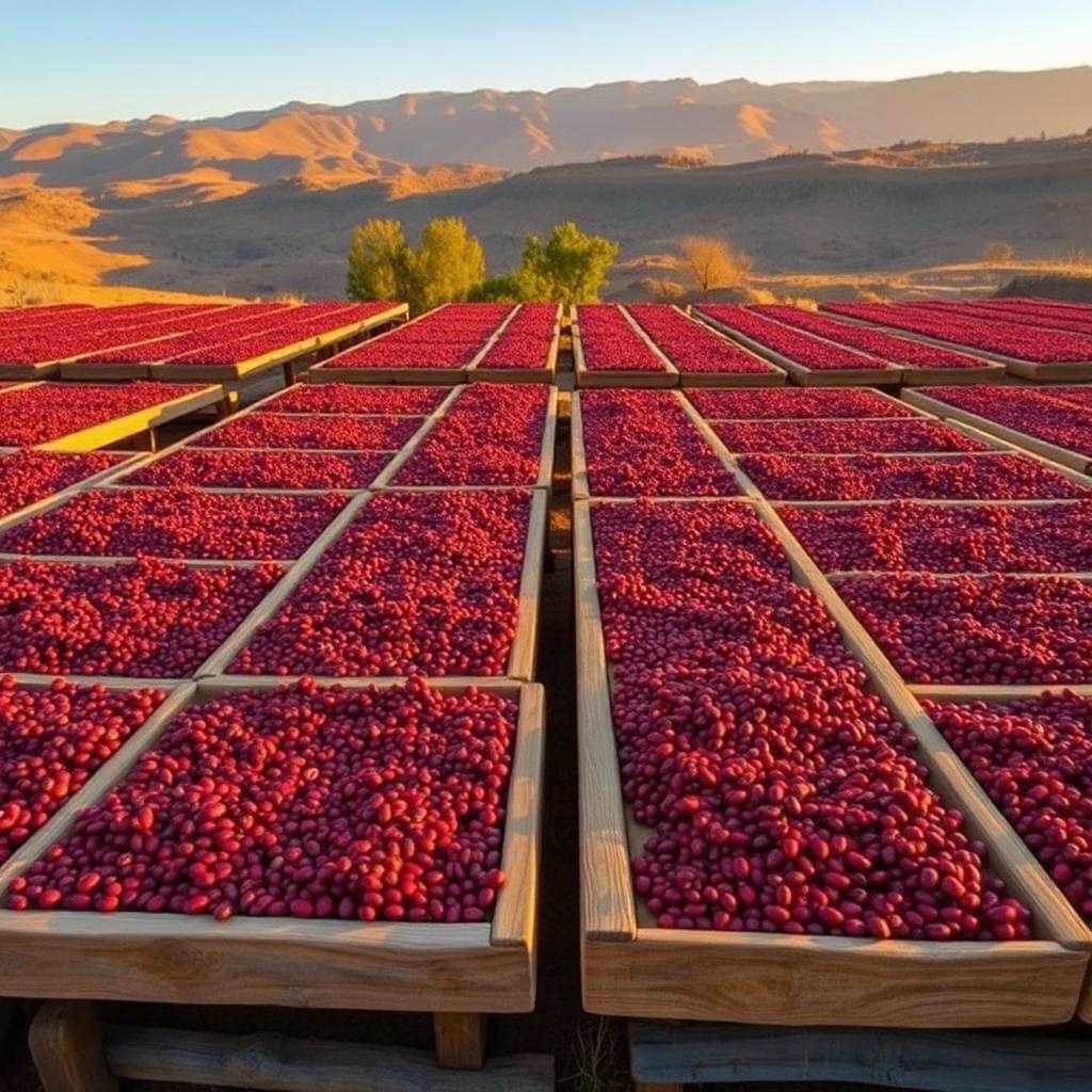 Natural (Dry) Process coffee processing in Ethiopia