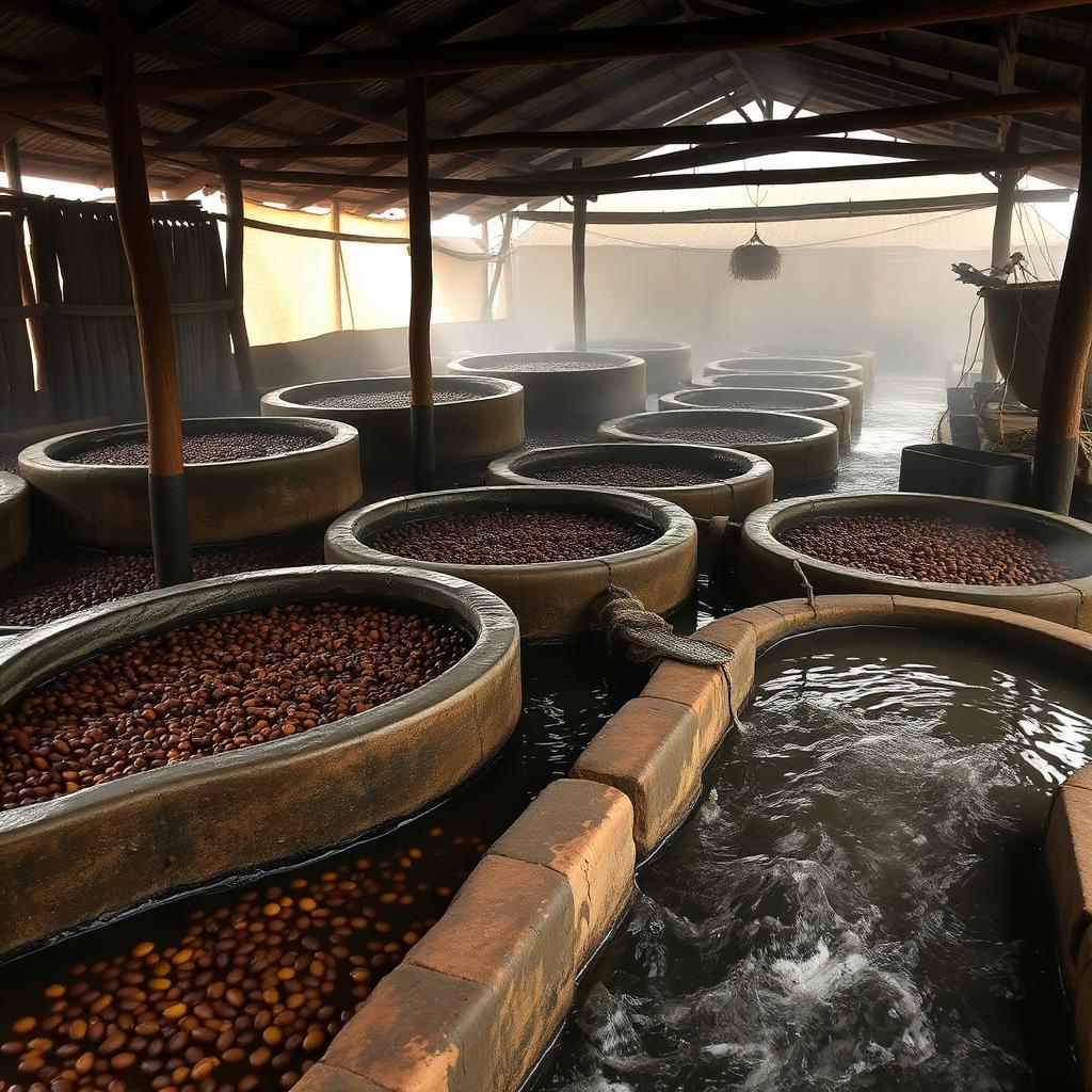 Washed (Wet) Process coffee processing in Ethiopia